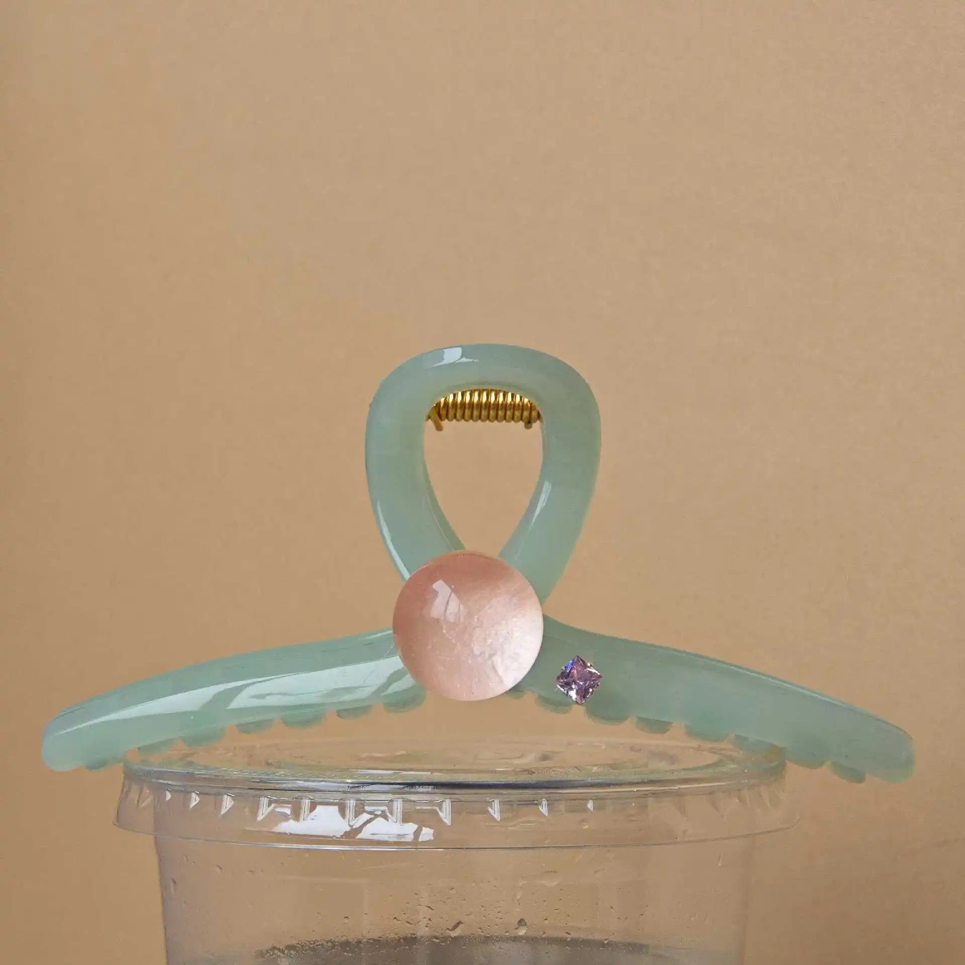 Mint Bead Acrylic Glossy Hair Claw Clip - Ice Cream Cake