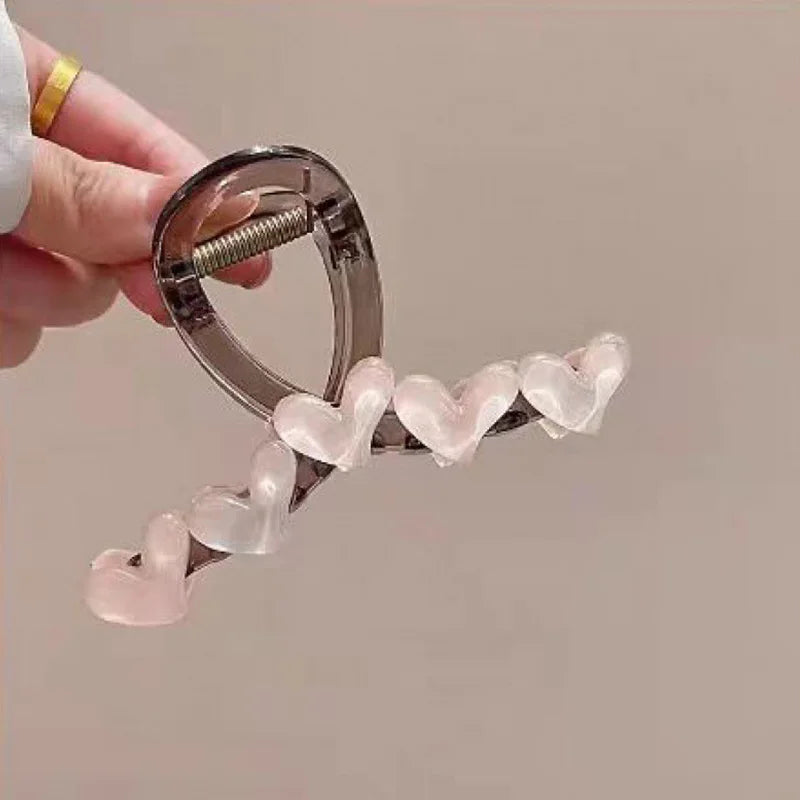 Row of Hearts Hair Claw Clip