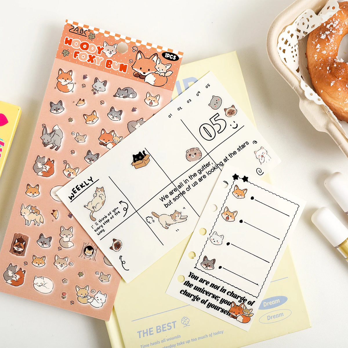 1 Sheet Kawaii Pet Clear PET Sticker, Mini Dog Cat Panda Rabbit Waterproof Strips for Scrapbook Journal DIY - Ice Cream Cake