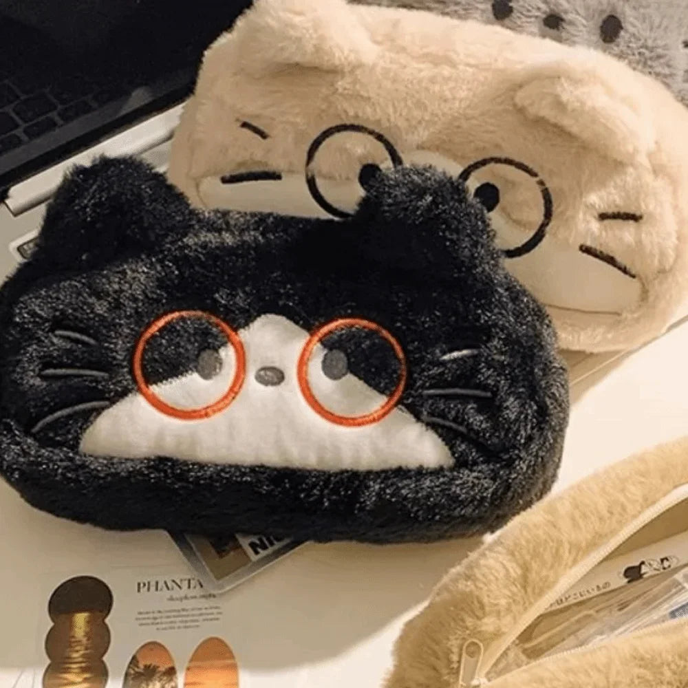 Kids Gift Funny Cat Cartoon Pencil Case Cute Kawaii Stationery Storage Bag Fluffy Large Capacity Cat Stationer Bag Student Use - Ice Cream Cake
