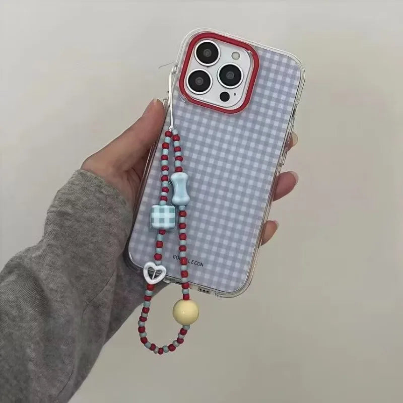 Gingham Check iPhone Case with Wrist Strap Option