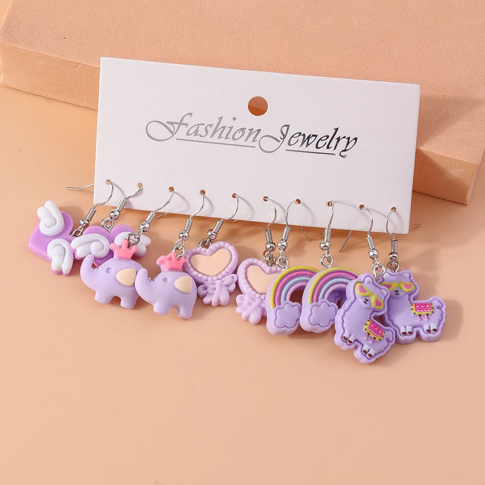 5 Pairs Cartoon Ice Cream Cookie Chocolate Donut Earrings for Women Girls 3D Food Dangle Earrings Kids Jewelry Gifts - Ice Cream Cake