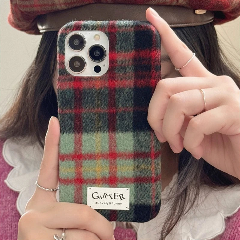 Fuzzy Plaid Pattern iPhone Case