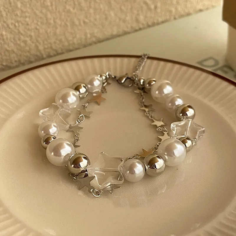 Beaded Star and Pearl Bracelet