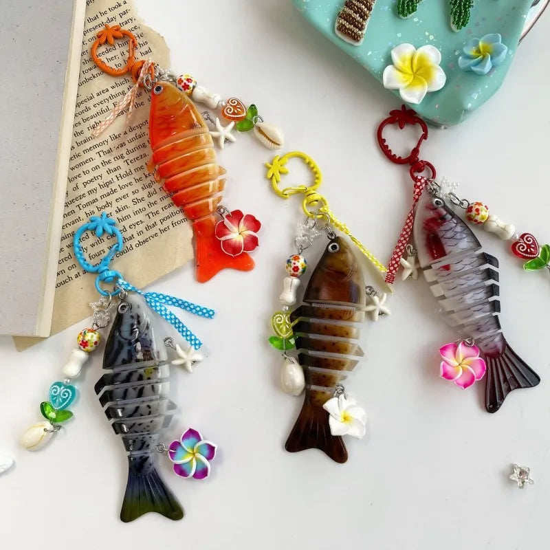 Funny Goldfish Series Resin Keychain Ocean Style Simulated Fish Keyrings For Bag Pendant Goldfish Keychains Wholesale Custom - Ice Cream Cake