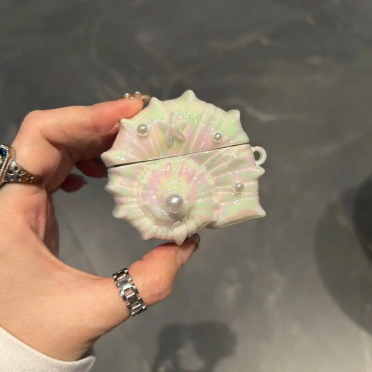 For AirPods Pro Pro2 AirPods4 For AirPods1 For AirPods 2 3 Case Electroplated Colored Seashell Conch Silicone Protective Sleeve - Ice Cream Cake