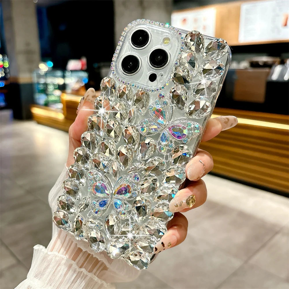 Glitter Rhinestone Butterfly Case for iPhone