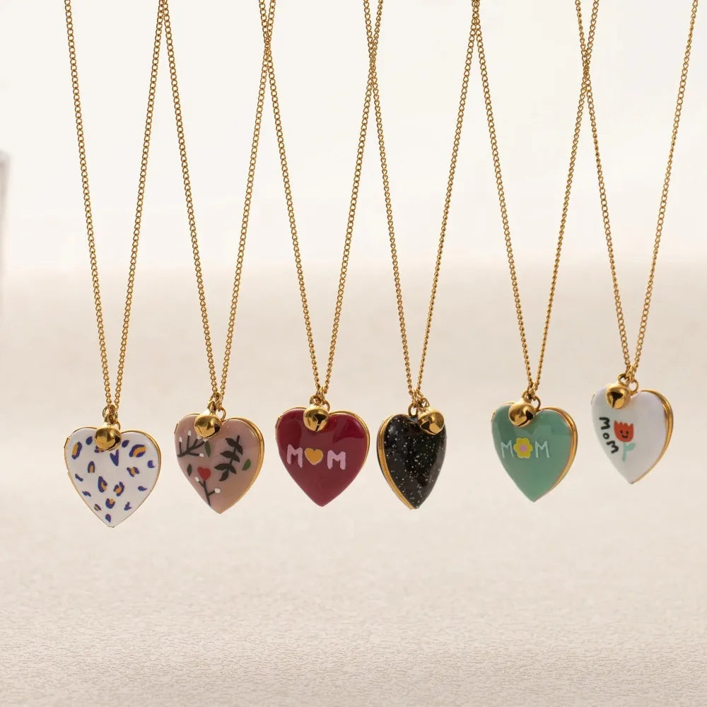 Zircon Photo Album Necklace Gold-plated Adjustable Heart-shaped Necklace Opening And Closing Pendant Necklaces Jewelry Gifts - Ice Cream Cake