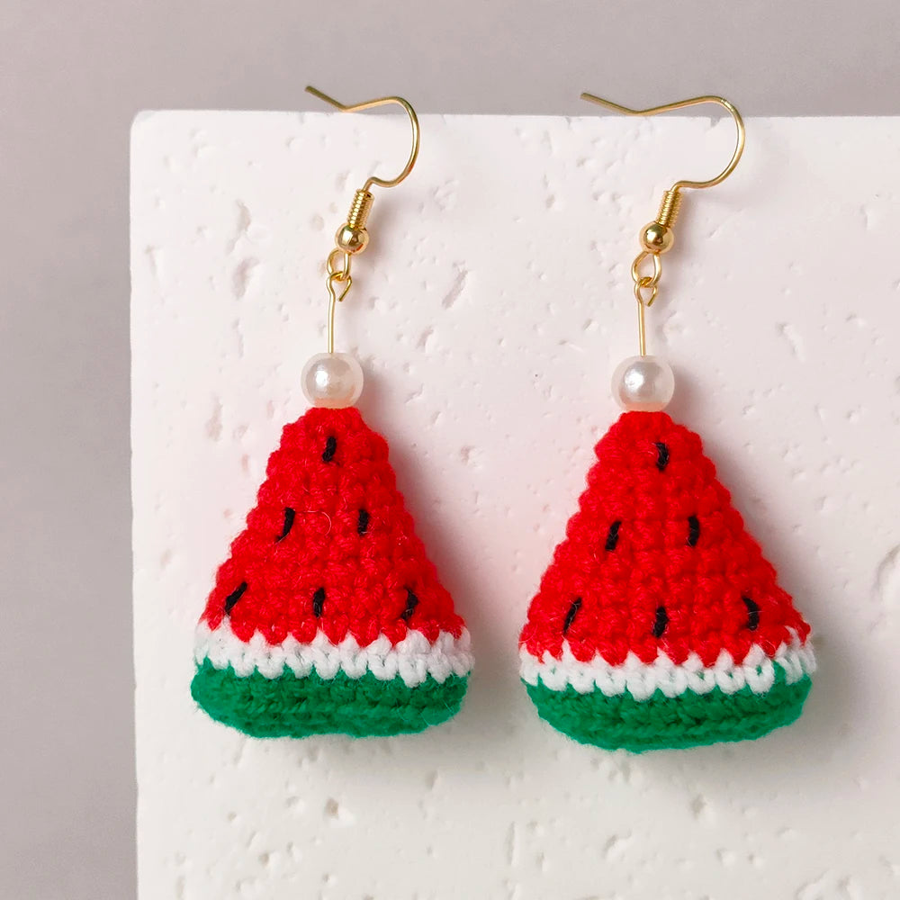 Crochet Fruit Earrings (8 Designs) - Ice Cream Cake