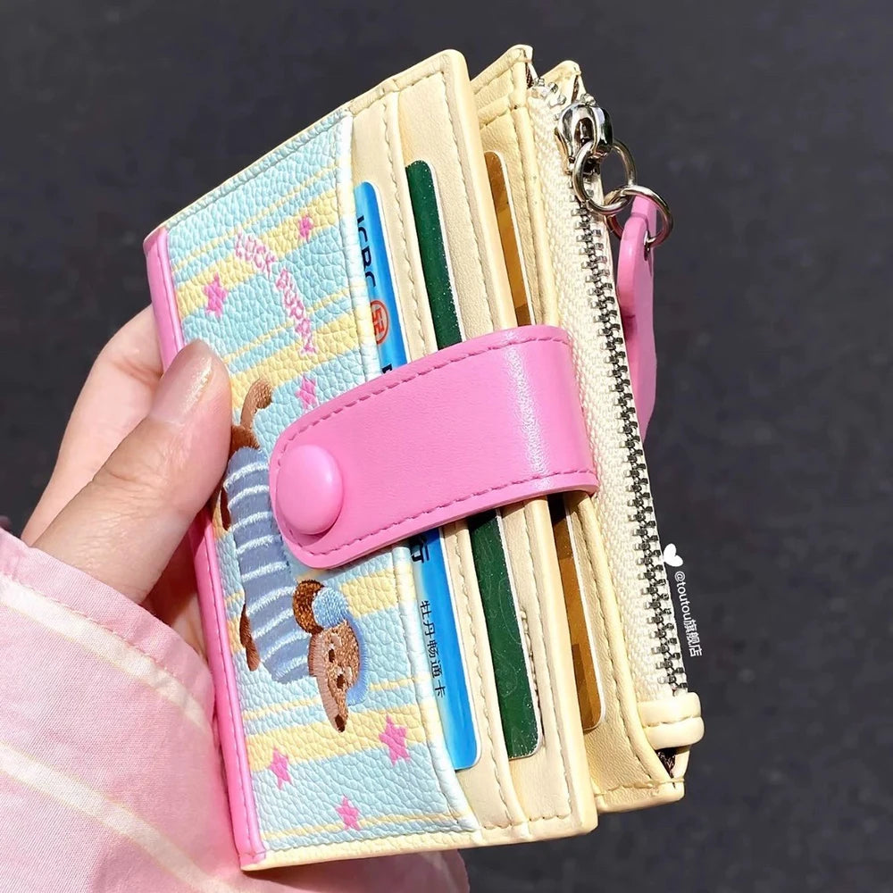 Stylish Sausage Dog Embroidery Pass Case Wallet