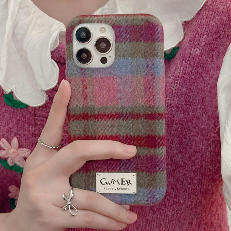 Fuzzy Plaid Pattern iPhone Case