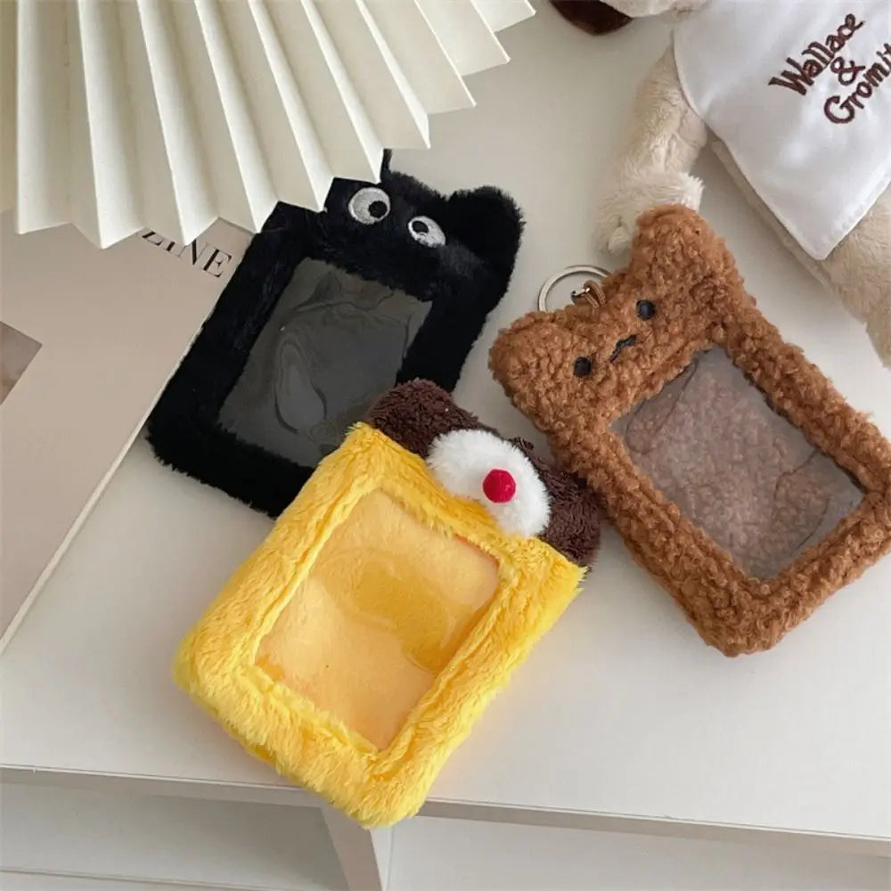 Plush Character Photo Card Holder Keychain