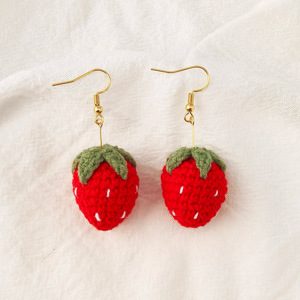 Crochet Fruit Earrings (8 Designs) - Ice Cream Cake
