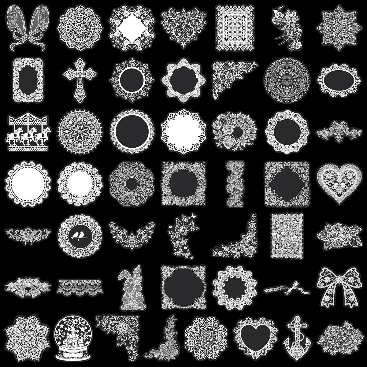 Lace Pattern Sticker Set (Set of 50pcs)