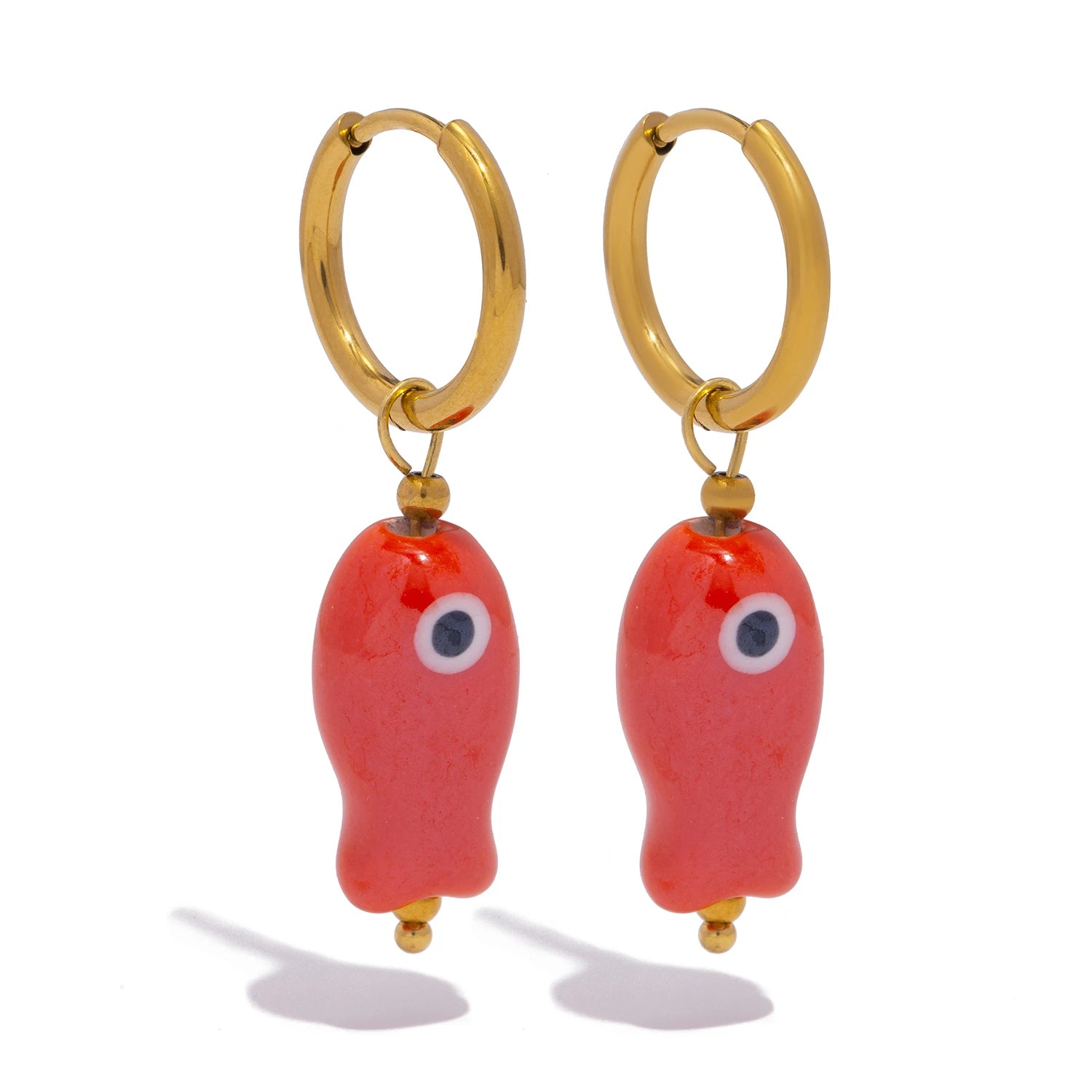 Stainless Steel Ceramic Fish Earrings for Women, Summer Dopamine Jewelry with Vibrant Colorful Pendant Hypoallergenic Gift - Ice Cream Cake
