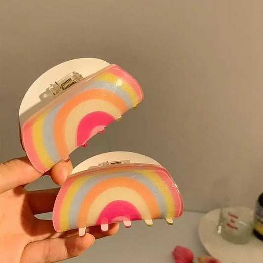 Rainbow Acrylic Hair Claw Clip - Ice Cream Cake