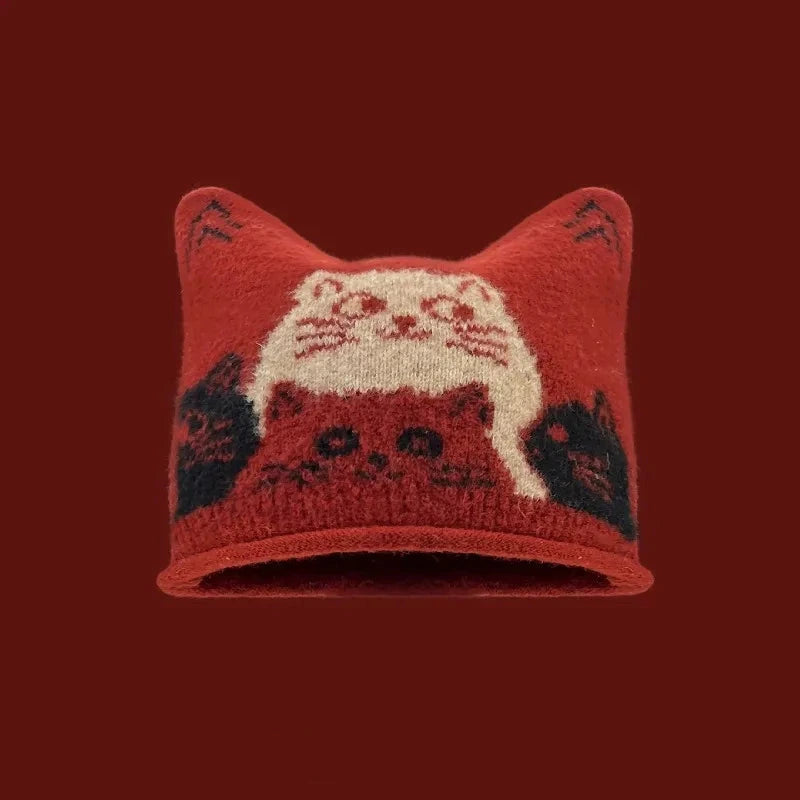 Cat Ear Kitty Cat Knit Beanie Hat