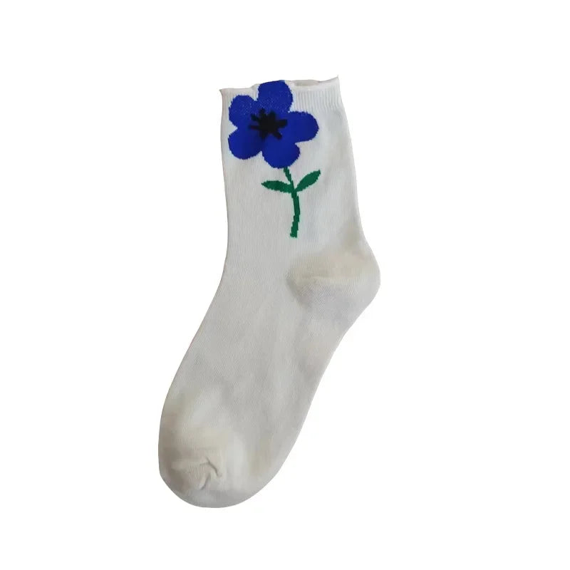 Women Socks Japanese Korean Style Cartoon Flower Rabbit Harajuku Cute Kawaii Mid Tube Breathable Casual Short Cotton Socks - Ice Cream Cake
