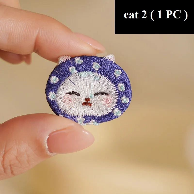 Kitty Cat Embroidered Iron on Patch (15 Designs) - Ice Cream Cake