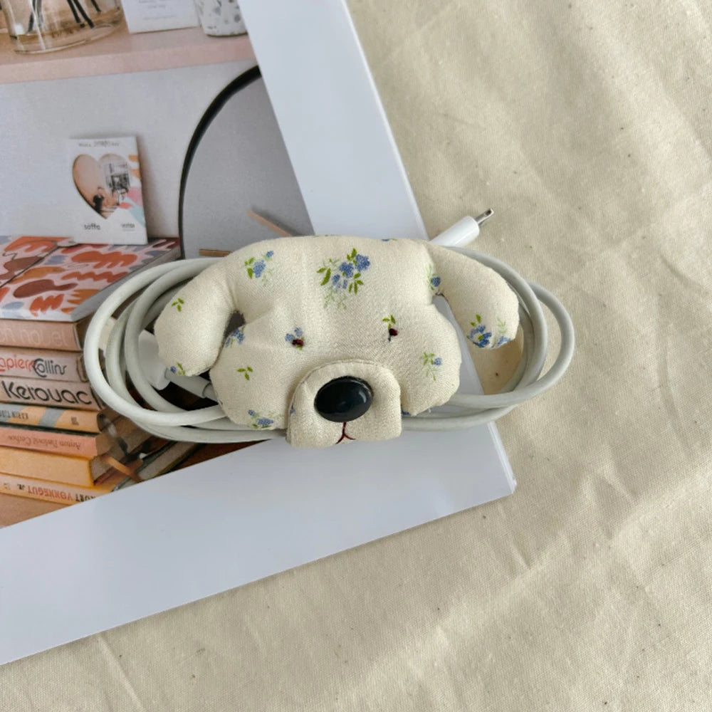 Data Cable Organiser Clip Headphone Cable Organiser New Puppy Shape Charging Cable Binding Strap Fabric Storage Box Supplies - Ice Cream Cake