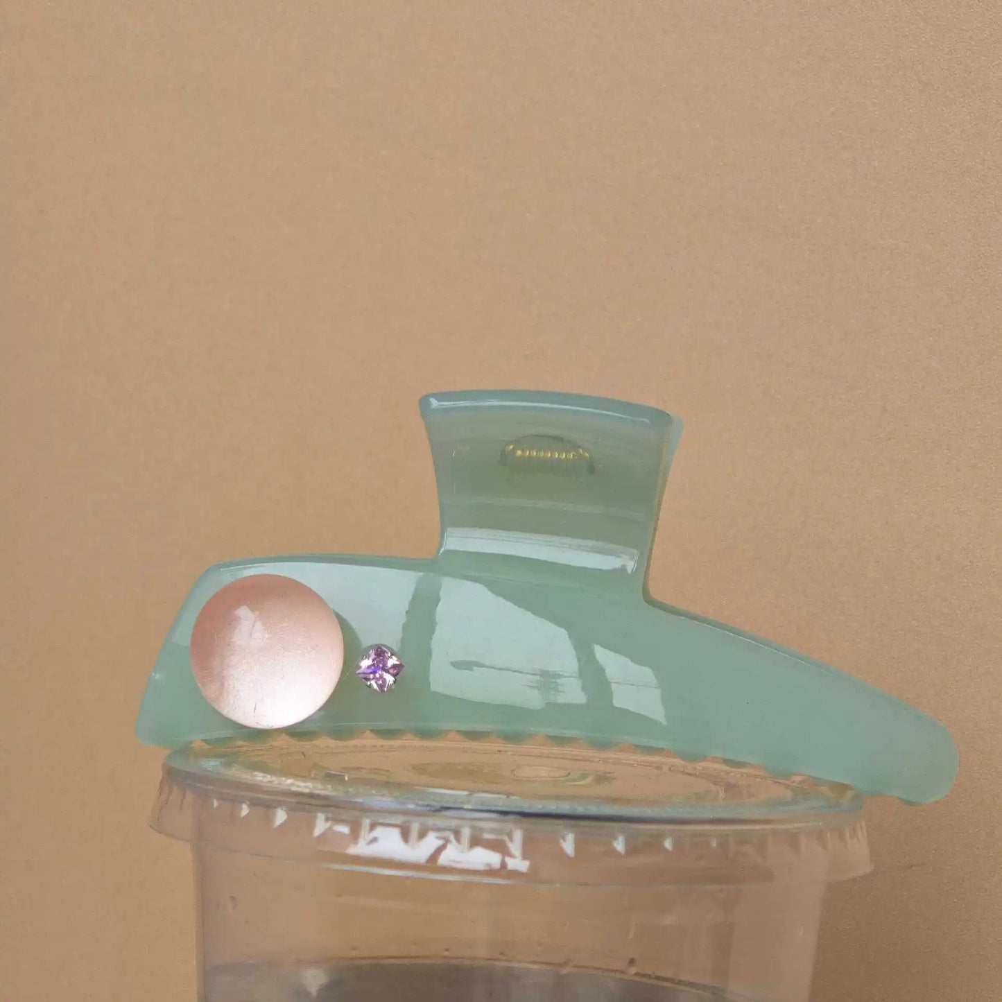 Mint Bead Acrylic Glossy Hair Claw Clip - Ice Cream Cake