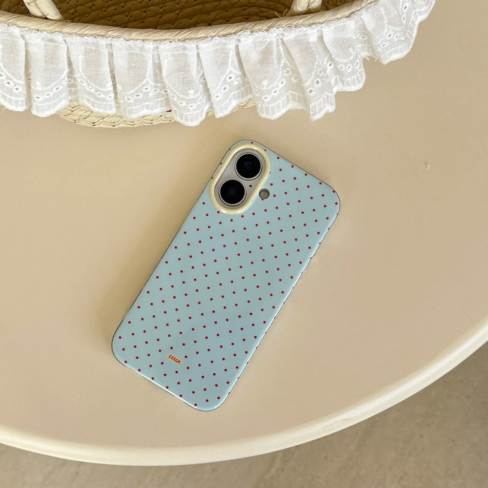 3D Polka Dot Cute Tomato Magnetic Grip Tok Phone Stand Holder Phone Case for iPhone 16 15 13 17 Pro Max For Magsafe Back Cover - Ice Cream Cake