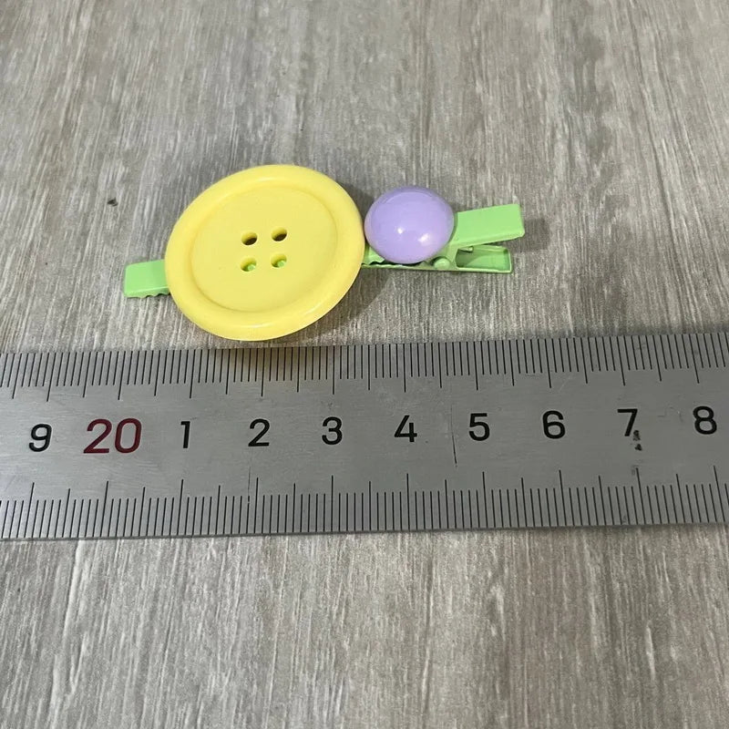 Colourful Button Hair Clip Set