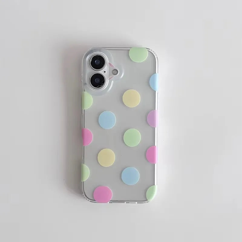 Transparent Pastel Polka Dot iPhone Case