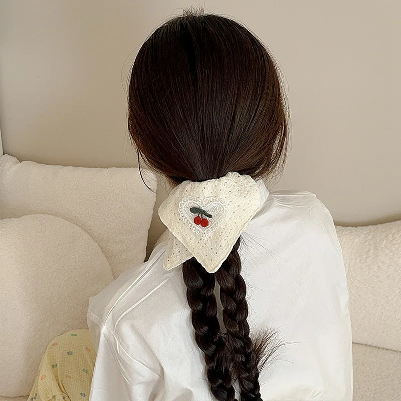 Lace Doily Style Cherry Detail Scrunchie