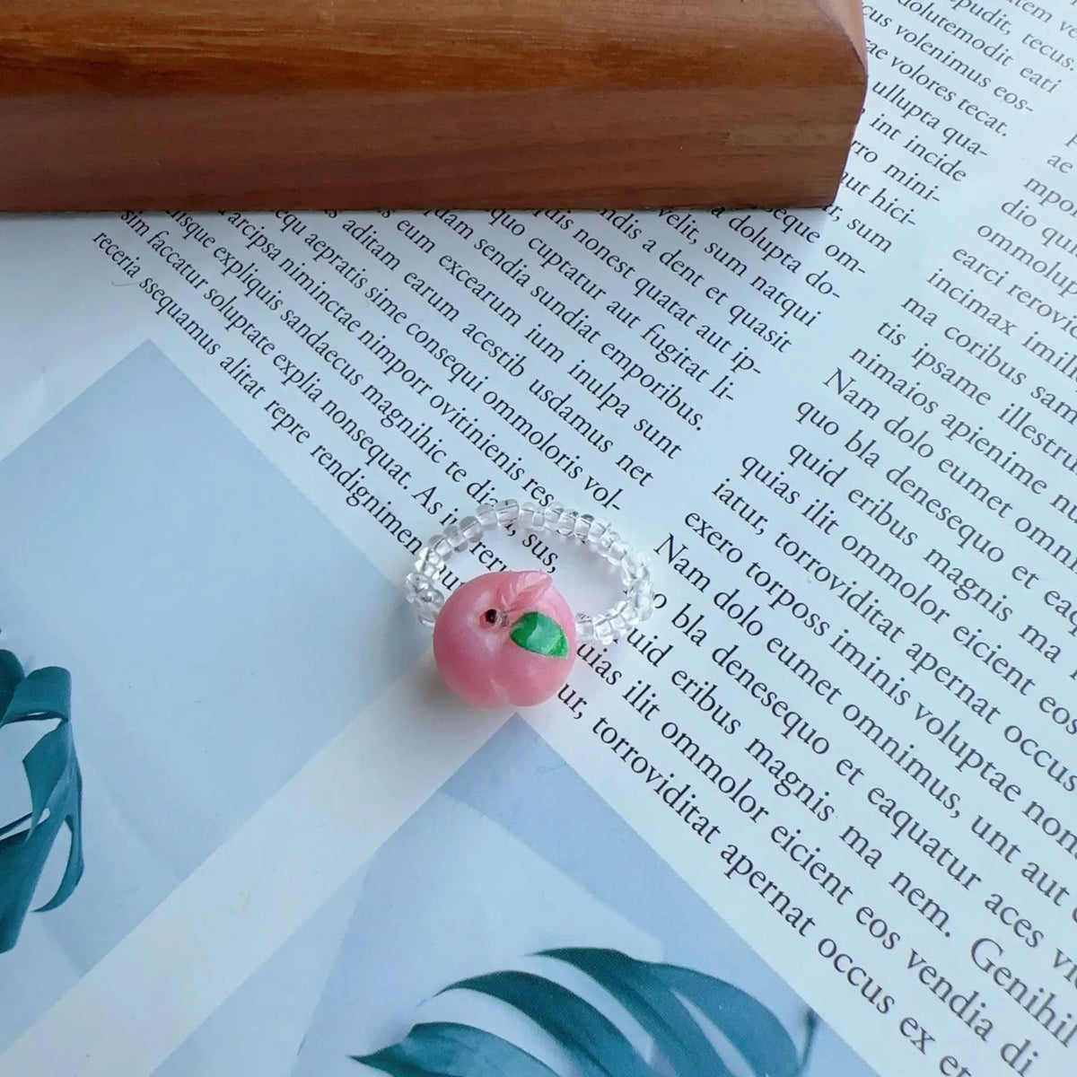 Beaded Fruit Charm Rings