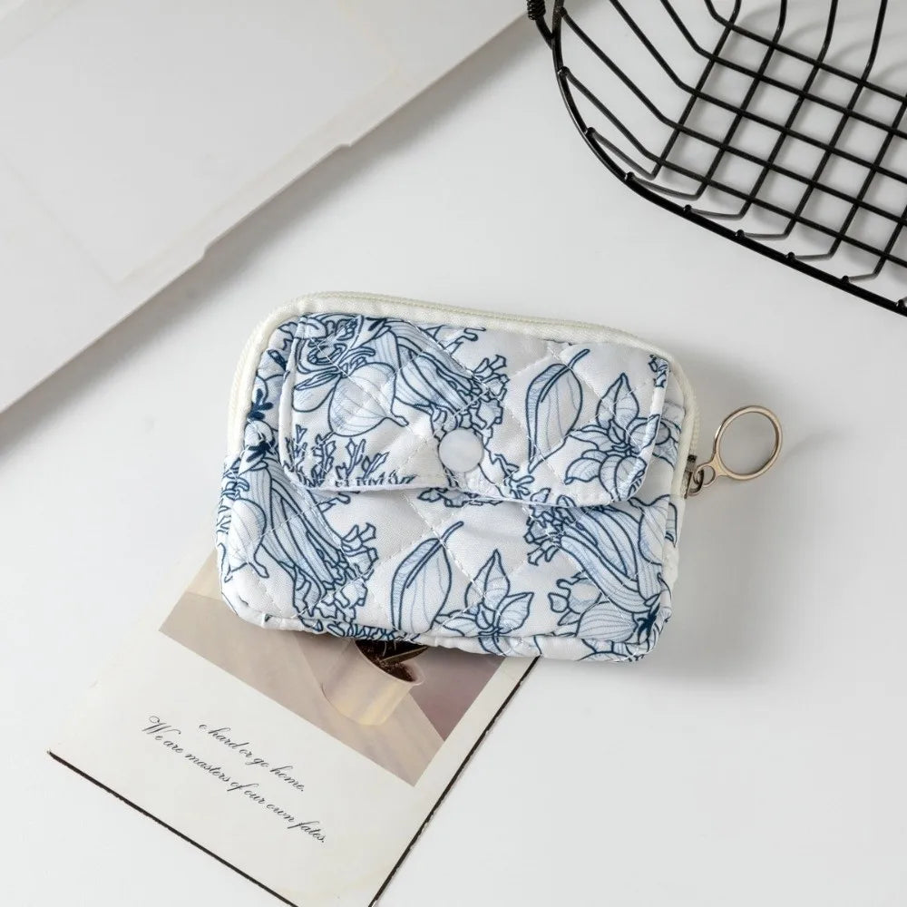 Quilted Pattern Zipper Pouch Keychain