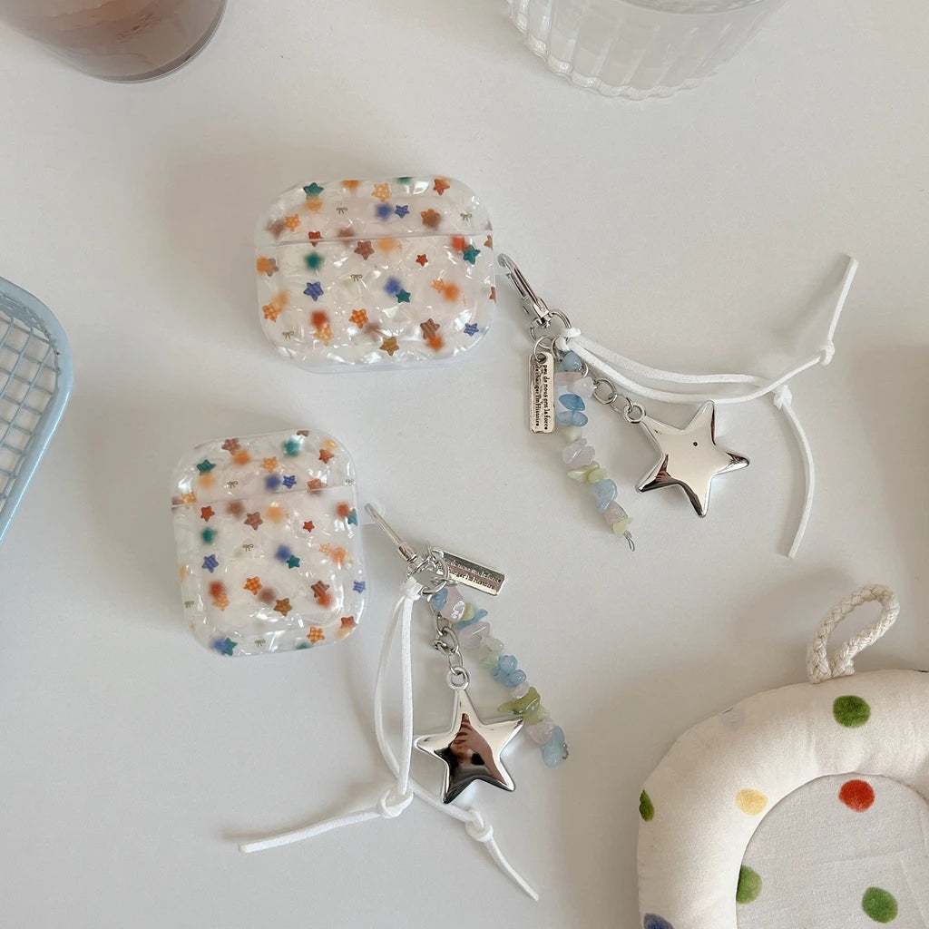 Advanced Girl Series Shell Pattern Render Colorful Stars Pendant Case Cover for AirPods 1 or 2 3 4 AirPods Pro Pro 2 Pro 3 - Ice Cream Cake