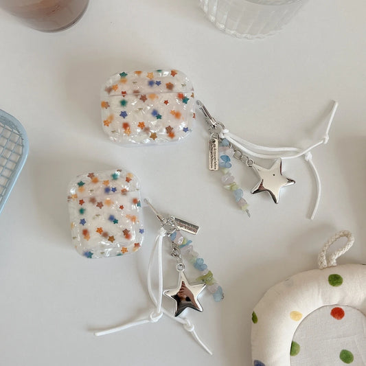 Advanced Girl Series Shell Pattern Render Colorful Stars Pendant Case Cover for AirPods 1 or 2 3 4 AirPods Pro Pro 2 Pro 3 - Ice Cream Cake