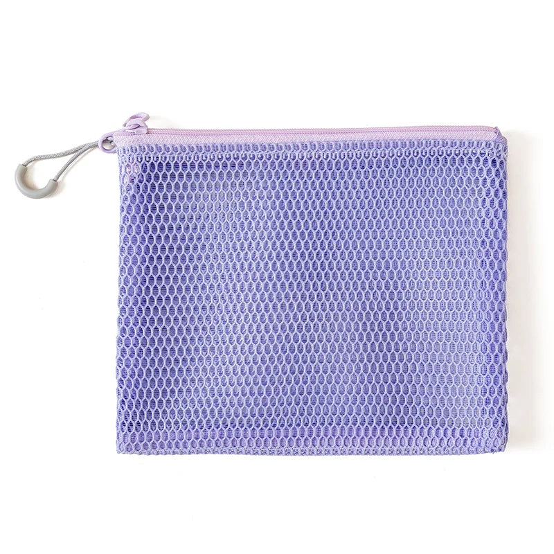 Double Zipper Mesh Storage Bag Ultra Light Wear-proof Visible Colored Double Layered Makeup Pouch Durable With Handle Coin Bag - Ice Cream Cake