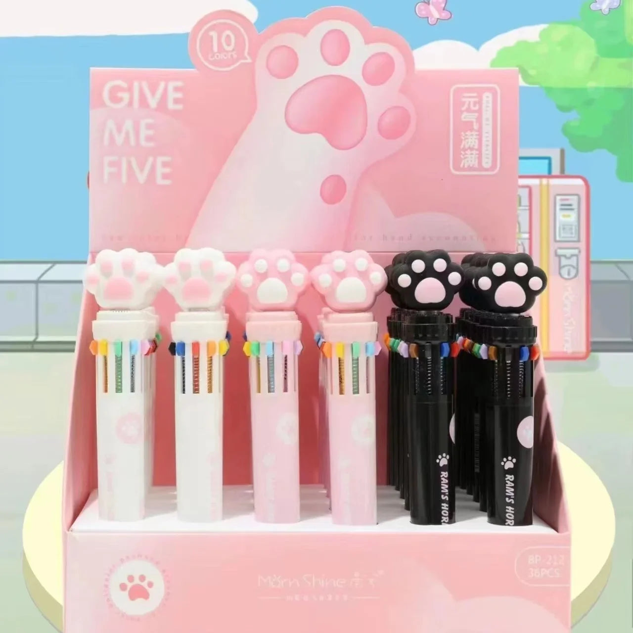 Cat Paw 10 Colours Ballpoint Pen - Ice Cream Cake