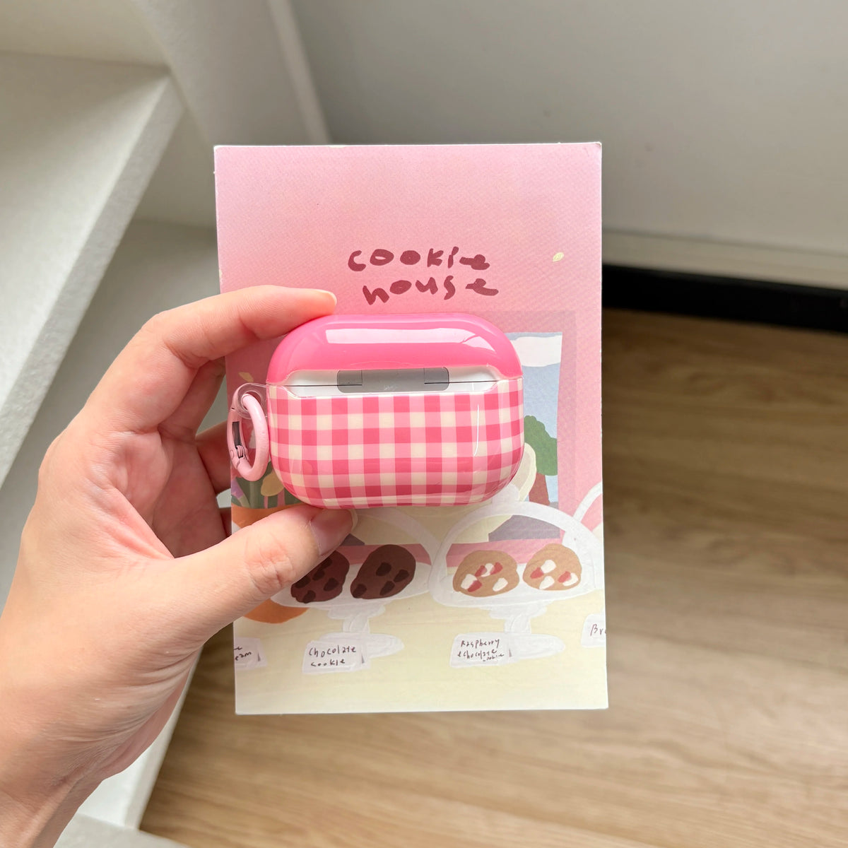 Lovely Pink Checkered Blue Stripe Pattern Dopamine Color Series Protective Earphone Case Suitable for AirPods 1 2 3 4 Pro 2 Pro3 - Ice Cream Cake