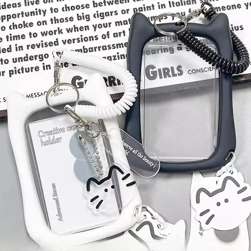 Keychain with cat design on a magazine background