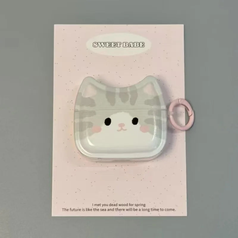 Sweet Babe Cute Sleepy Kitty Transparent AirPods Case For AirPods Pro 1st 2nd 3rd 4th Gen  Earphone Cover With Key Ring - Ice Cream Cake
