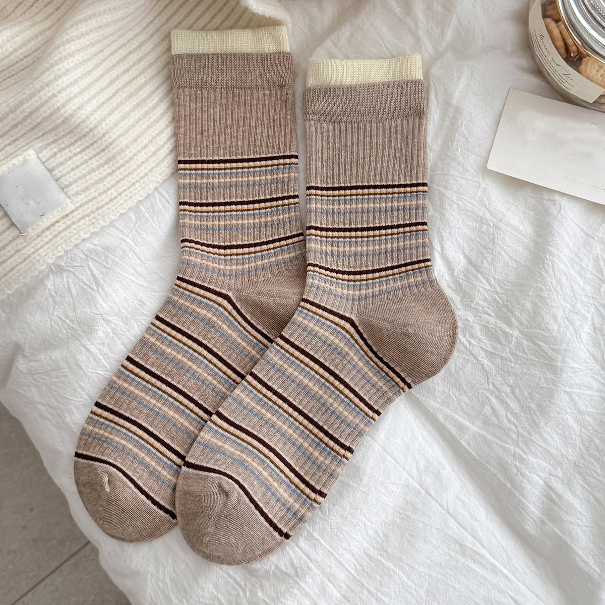 Retro Stripe Crew Socks