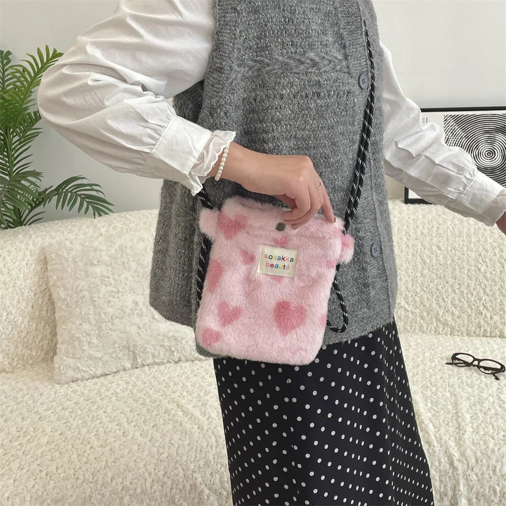 Teddy Fur Plush Pattern Shoulder Bag