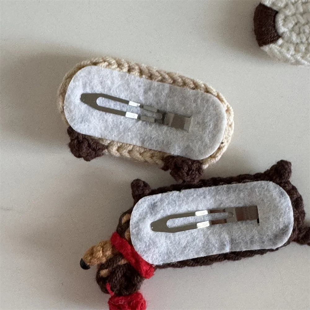 Cute Bouncy Dog Crochet Hair Clip Sweet Cartoon Cat Hairpin Women's Bangs Clips Children's Side Clip Headwear Hair Accessories - Ice Cream Cake