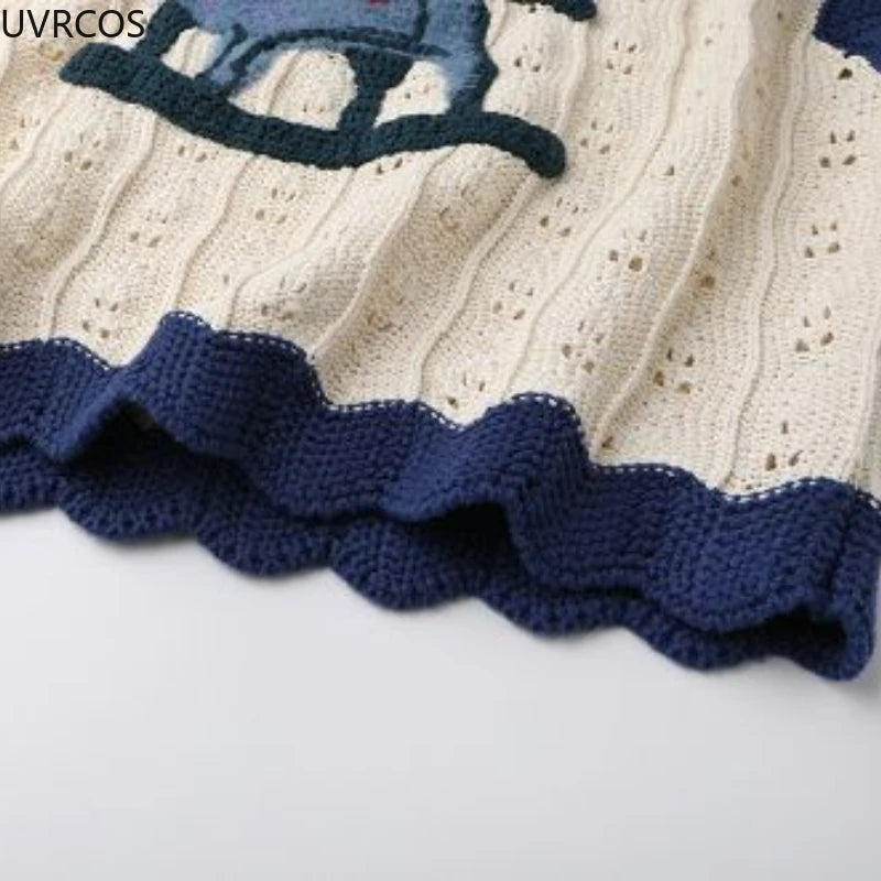 Kawaii Patchwork Rocking Horse Knit Vest