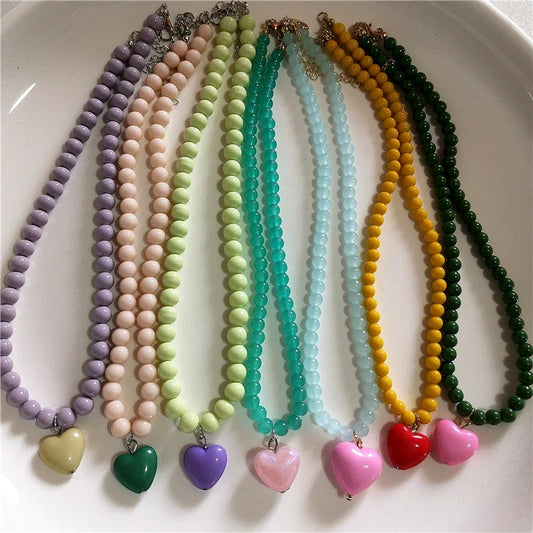 Beaded heart necklace - Ice Cream Cake
