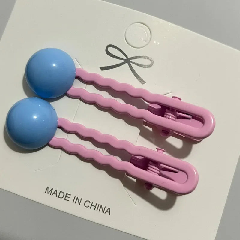 2Pcs/Set Simple Hair Clips For Girls Cute Hair Barrettes Baby Hairpins Kids Headwear Clips For Hair Bobby Pins Hair Accessories - Ice Cream Cake