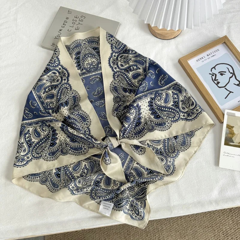Korean-Style Multi-Functional Triangular Binder Silk Scarf High-Grade Bandage Dress Fart Curtain Tie Stoles Shawls Small Scarf - Ice Cream Cake
