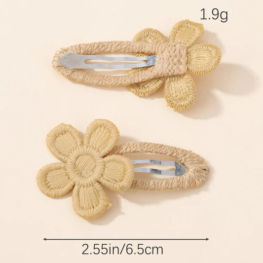 Embroidered Flower Hair Clip Set - Ice Cream Cake