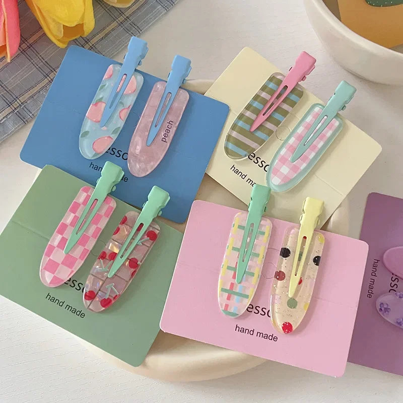 2/4pcs Candy Fruit Colors Hair Clips for Girl Summer Hairpins No Crease Acrylic Barrettes Hair Side Clamp Women Hair Accessories - Ice Cream Cake