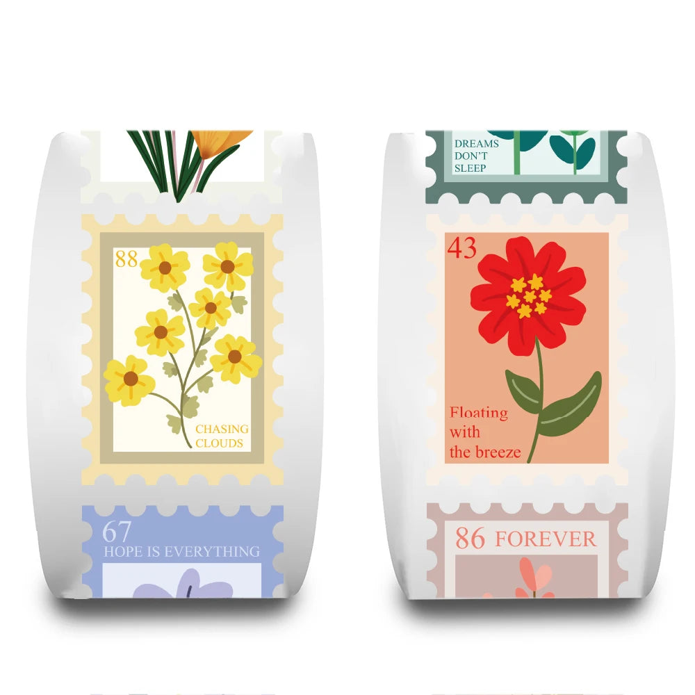 Floral Stamps Sticker Roll (500 Stickers)