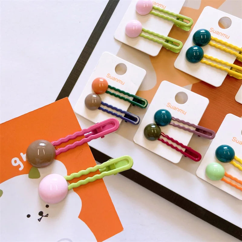 2Pcs/Set Simple Hair Clips For Girls Cute Hair Barrettes Baby Hairpins Kids Headwear Clips For Hair Bobby Pins Hair Accessories - Ice Cream Cake