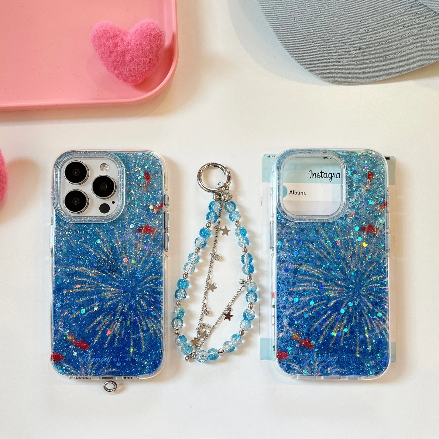 Glittering Goldfish & Firework iPhone Case - Ice Cream Cake